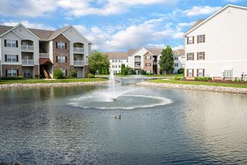 Four-acre lake with lighted fountains